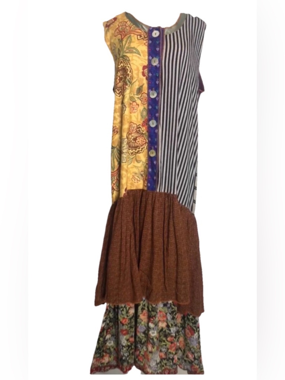 NOTHING MATCHES Patchwork Floral Stripe Maxi Jumper Dress XL